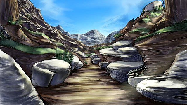 火山へ続く山道のステージ背景
